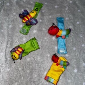 Vibrant Baby Wrist Rattles Set